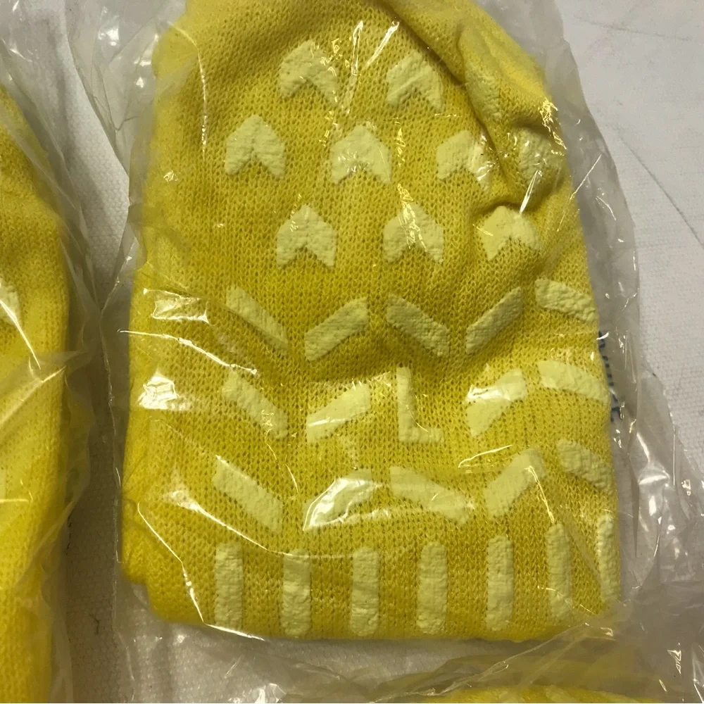 4 Pair Slipper Hospital Socks L Non Slip Skid Bariatric Yellow Ankle High Yoga - Picture 4 of 8